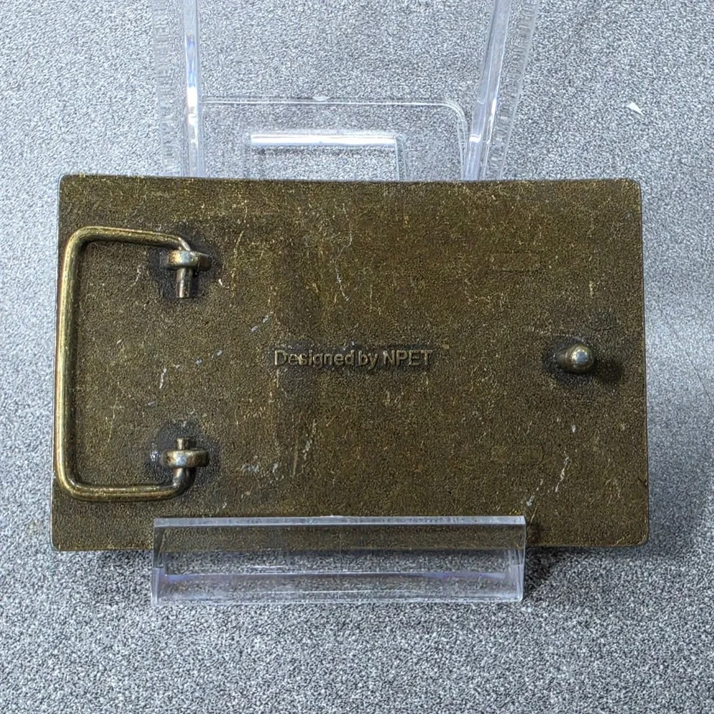 Brass American Flag‎ Belt Buckle Mens Excellent USA Patriotic Rectangle